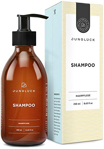 Junglück veganes Shampoo in Braunglas- Aloe Vera und natürliche Tenside reinigen und pflegen dein Haar zugleich - natürliche & nachhaltige Kosmetik made in Germany - 250 ml