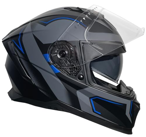 Rallox Helmets Integralhelm 510-3 schwarz/blau RALLOX Motorrad Roller Sturz Helm (XS, S, M, L, XL) Größe L