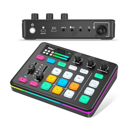 Yinker Gaming Audio Mixer Professioneller RGB Audio Soundmixer für Streamer und Content Creator 6 Benutzerdefinierter Sound