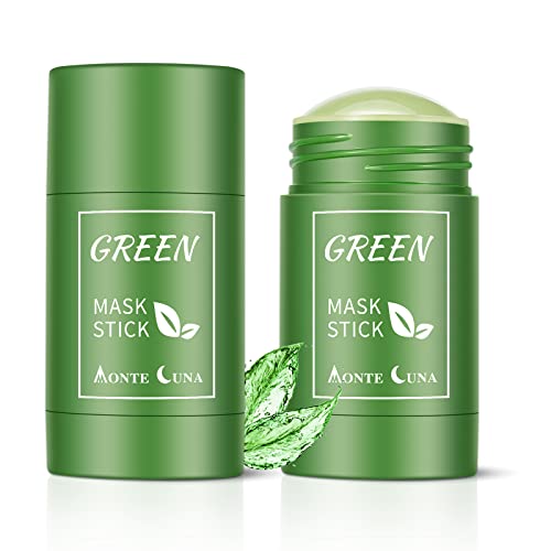 2PACK Grüntee Purifying Clay Green Tea Mask, Green Pore Stick, Monte Luna Deep Cleansing Smearing Mask, Moisturizing Nourishing Skin