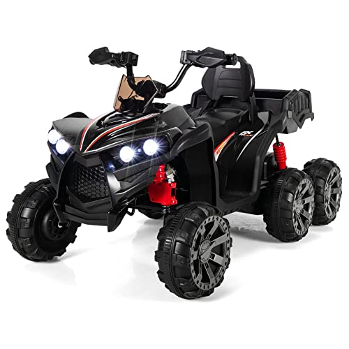 COSTWAY 12V Elektro Kinderquad, Elektroquad mit Kofferraum hinten, Elektrofahrzeuge mit LED-Lichtern & Musik, 6 Räder Kinder Quad, 3-6 km/h, Elektroauto für Kinder ab 3 Jahren