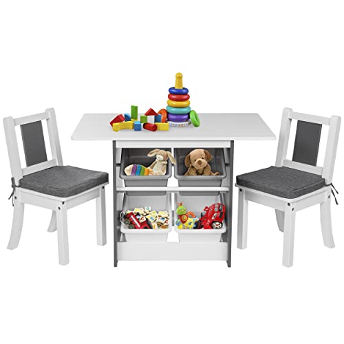 ONVAYA® Kindertisch-Set mit Stühlen | Kindersitzgruppe mit Stauraum | Kindermöbel-Set mit Tisch und 2 Stühlen | Kindertischgruppe aus Holz | Sitzgruppe fürs Kinderzimmer