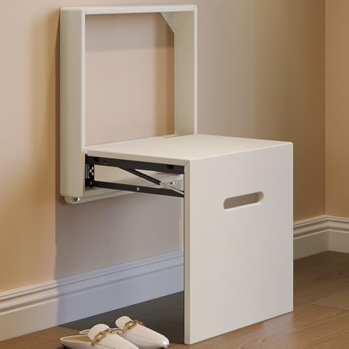 Guyii Zusammenklappbare Schuhbank, an der Wand montierter Sitz, Schuhwechselhocker für den Eingangsbereich, unsichtbarer Klappstuhl für den Flur, Tragkraft 150 kg, platzsparend