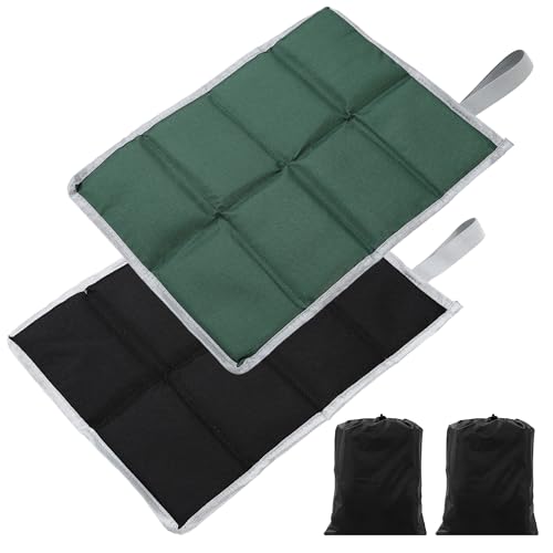 HAOYULUO 2 Stück Outdoor Sitzkissen Faltbar,Sitzkissen Outdoor Thermo,Sitzkissen Wasserdicht mit 2 Aufbewahrungstaschen,Geeignet für Reisen im Freien, Picknick, Wandern usw. (Schwarz + Grün)