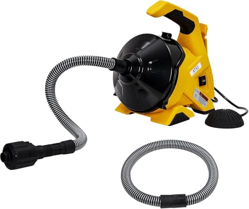 Rohrreinigung Abflussreiniger Spirale, Reinigungsspirale Abfluss mit Fußschalter, 9M Elektrischer Abflusspropeller 20-50mm Rohrverstopfung Mit Bohrer Fußschalter Spiral Abflussrohr