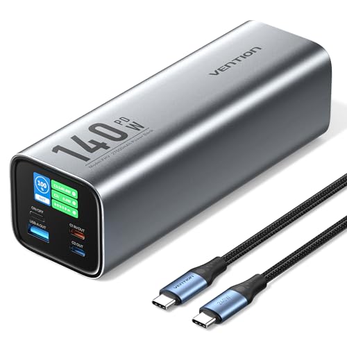 VENTION Laptop Powerbank, 27000mAh 140W Powerbank mit PD3.1, Smart Display, Hochleistungs-Externer Akku für MacBook Pro, Dell, HP, SteamDeck, iPhone 16/15/14/13, Galaxy S24, S25