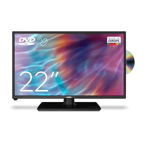 Cello C2220FSDE 22' (54,6 cm Diagonale) Full HD LED TV mit eingebautem DVD Player und DVBT2 S2 Triple Tuner, Schwarz