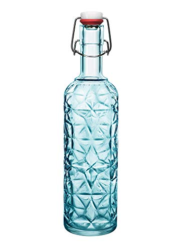 Bormioli Rocco 320269MQD121990 Orient in blau Glasflasche, Glas, 1 Liter, Bleue