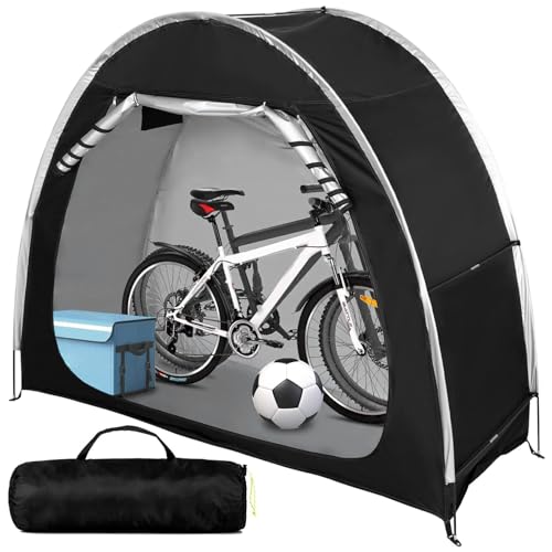 Fahrradzelt für 2 Fahrräder, Fahrradgarage, Outdoor-Fahrradabdeckung, wasserdichte Fahrradaufbewahrung, Camping, Gartenzelt 200 x 80 x 165 cm (Schwarz)