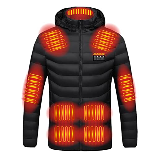 Beheizte Jacke Heizjacke Herren Damen 2024 Beheizbare Jacke Wärmende Beheizbare Weste Winter Warm Daunenjacke mit 4 Temperaturstufen 19 Heizzonen Heizmantel Funktionsjacke Outdoorjacke mit Kapuze