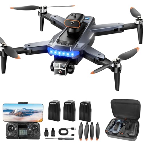 HYTOBP P17 GPS Drohne mit Kamera 4K Erwachsene, Drone 4K GPS mit bürstenlosem Motor, 3 Akkus, 5G-WLAN-Übertragung, FPV RC Drohnen mit 3 Kameras, Follow Me, Automatische Rückkehr, unter 249g