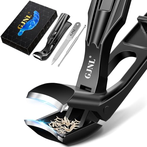 Winkelkopf Nagelknipser für Dicke Nägel - Ergonomischer Nagelknipser Fußnägel Nagelzwicker für Senioren, Premium Stahl- Nail clipper mit Auffangbehälter für Männer und Frauen Schwarz