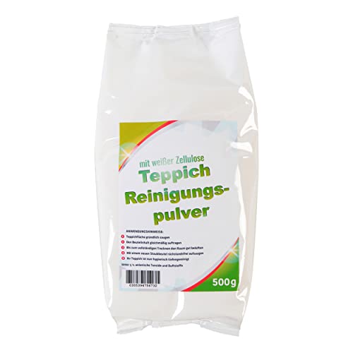 Hochwertiges Teppich Reinigungspulver 500 Gramm für ca. 8-10 qm Fläche mit frischen Zitrusduft - Made in Germany