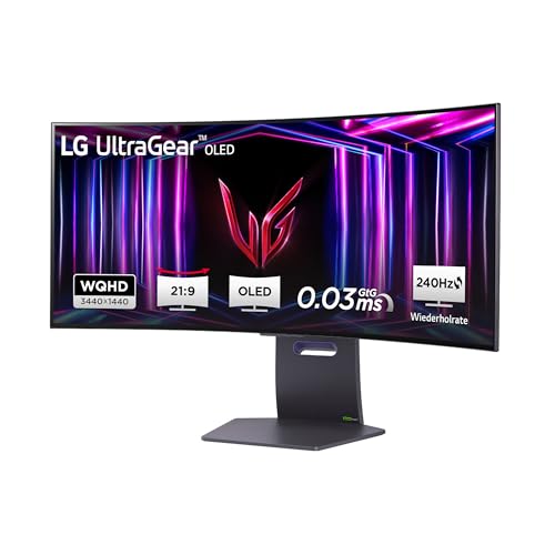 LG Electronics 34GS95QE-B.AEU UltraWide QHD UltraGear Gaming OLED-Monitor 34' (86cm), 3440 x 1440, 0,03ms GtG, 240Hz, HDR400 TRUE BLACK, NVIDIA G-Sync Compatible, AMD FreeSync Premium Pro - Grau