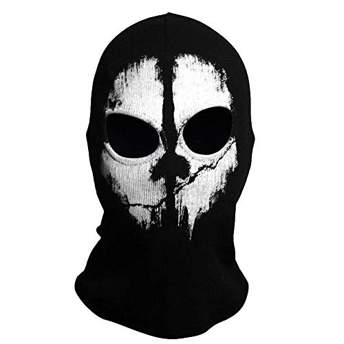 TRIXES Geisterbalaclava - Sturmmaske für Männer - Vollmaske Schal für Gesicht und Hals - Skimasken für Kostüme - Cosplay - Horrormaske - Ski Snowboard Airsoft Motorrad Paintball etc. - Farbe Schwarz