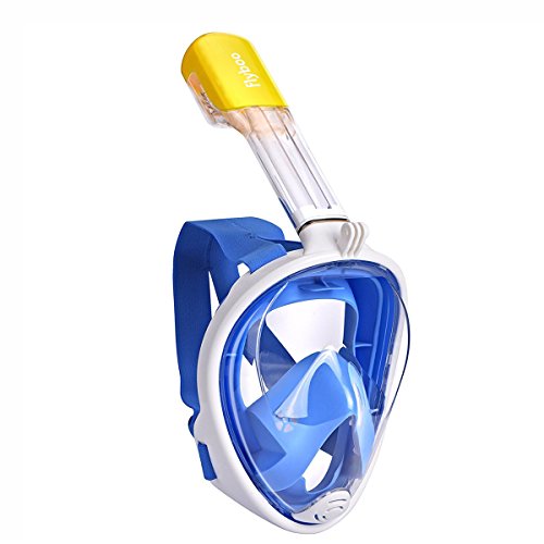 Flyboo Tauchmaske Schnorchelmaske Vollmaske,180-Grad-Sicht Tauchmasken mit Panorama-Vollgesichtsdesign,Sportkameras Kompatible Taucherbrille für Erwachsene und Kinder