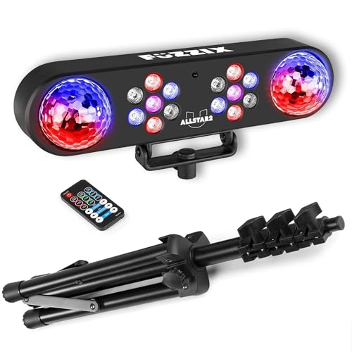 Fuzzix AllStar2 LED Disco Licht mit Fernbedienung, Discokugel und 2x PAR Partylicht Set, DJ Licht Stativ, Lichtorgel Musikgesteuert LED, Discolicht Partylicht, Mobile DJ Lichtanlage, Partybeleuchtung