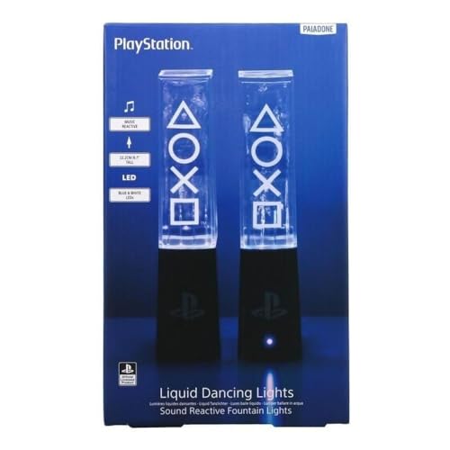 Paladone Playstation Flüssige tanzende Lichter, zwei klangreaktive Fontänen (22cm / 8,7'), betrieben über USB-Kabel, Spielezimmer-Dekor & Gaming-Zubehör