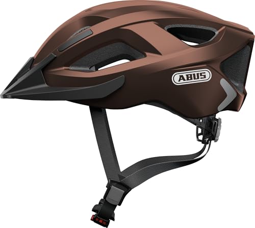 ABUS Stadthelm Aduro 2.0 - Allround-Fahrradhelm mit Licht - in sportivem Design für den Stadtverkehr - für Damen und Herren - Kupfer (Metallic-Effekt), Größe M