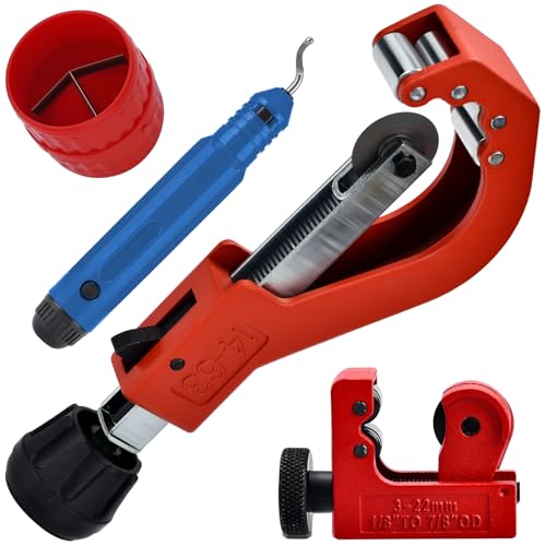 Rohrschneider Edelstahl Set 3-65mm mit Entgrater Vielseitiger Rohrabschneider für Edelstahlrohre für Schneiden von Dünner Edelstahl, Stahl, Kupferrohr, Aluminium, Kunststoff (bspw. PVC & PE)