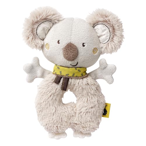Fehn Baby Ring Greifling Koala - Kuscheltier Babyspielzeug mit Rassel - Motorikspielzeug für das spielerische Lernen - Plüschtier als Einschlafhilfe - Spielzeug für Babys & Kleinkinder ab 0+ Monaten