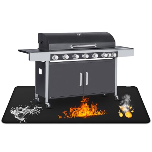 60x105 cm Feuerfeste Unterlage, Hitzeschutzmatte, Antihaft-Material Bodenschutzmatte, Grill Matten, Bodenmatte Feuerstellenmatte Outdoor BBQ Matte für Gasgrill Holzkohlegrill