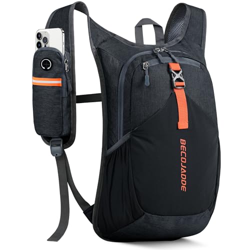 BECOJADDE 15L Wanderrucksack Herren Kleiner Rucksack Damen Leichter Daypack Tagesrucksack Faltbarer Trekkingrucksack für Camping Outdoor Wandern Travel Schwarz