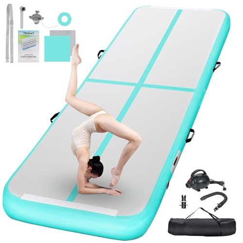 FBSPORT Airtrack Matte, 10cm Hoch Verdicken 3M Tumbling Matte,Gymnastikmatte mit Luftpumpe,Trainingsmatte mit Tragetasche,Turnmatte für Zuhause, Outdoor,Yoga