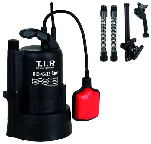 T.I.P. 30263 Regenfasspumpe DIO 45/13, max. Förderhöhe 13 m, 2.700 l/h, (L x B x H) 165 x 155 x 265 mm, Schwarz