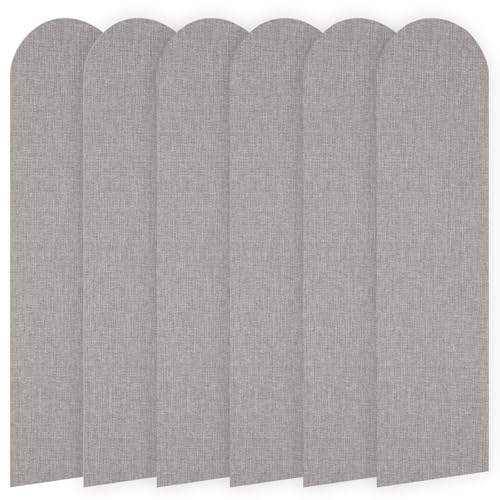 6 Stück 3D Wandpaneele,56x15cm XPE-Schaum Wandpolsterung Selbstklebend Polsterpaneel Antikollision Wandpolster für Schlafzimmer,Kinderzimmer (Hellgrau)