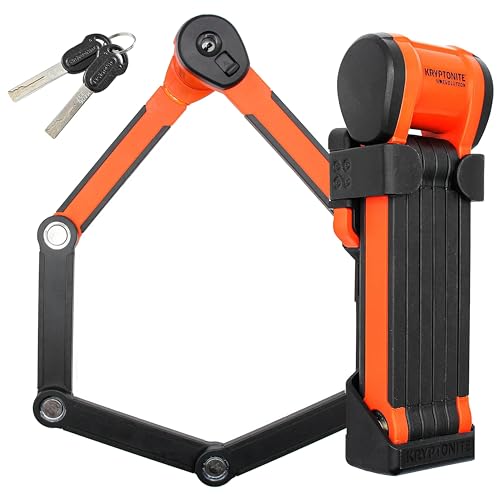 Kryptonite Evolution 790 Faltbares Fahrradschloss, kompakt, leicht, hohe Sicherheit, Diebstahlschutz, mit 2 Schlüsseln und Halterung für E-Fahrräder, Roller, Rennräder, Mountainbikes, 90 cm, orange