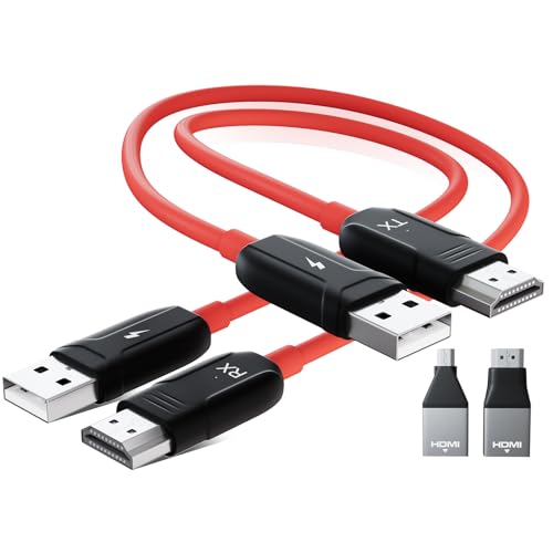 Uniytriox HDMI Wireless Transmitter und Receiver, Wireless HDM, 1080P HD HDMI Funkübertragung für Streaming Video Audio File von Laptop/PC zu HDTV/Projector/Monitor,HDMI Extender 164FT 50M(Rot)