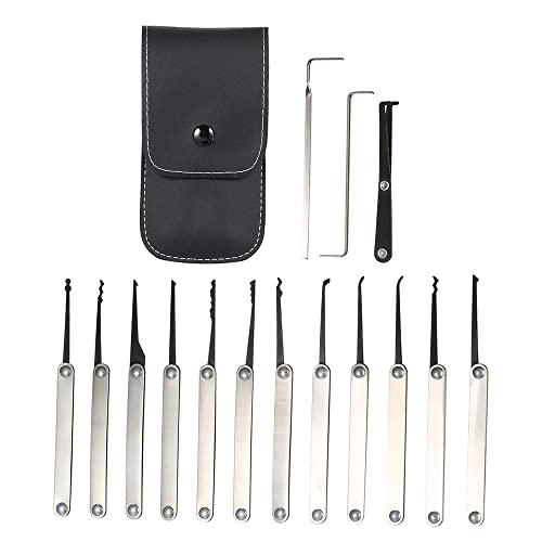 Leepesx Lock Picking Set,15 STÜCKE Lock Picking Set Edelstahl Lock Kit Praxis Training Lock Tool für Schlosser Anfänger und Profis