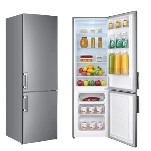 WOLKENSTEIN KGK280D Stand Kühl-Gefrierkombination | Inox Design | 180x55cm | 191L Kühlen+71L Gefrieren | Leiser Betrieb 40dB | Energieverbrauch 168kWh/Jahr | Silber