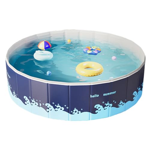 Faltbares Hundepool, 180X48CM Rutschfestes Hunde Planschbecken aus Nylon, Kratzfeste Runde Schwimmbecken für Kinder und Erwachsene, Nicht Aufblasbares Hundebadewanne, für Haustierbedarf