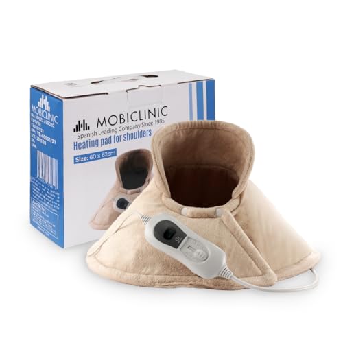 Mobiclinic®, Nackenheizkissen, Elektrisch, Sehr niedriger verbrauch, 3 temperaturstufen, Abschaltautomatik, Europäische marke, Überhitzungsschutz, Waschbar, Für nacken, Beige, 62x60 cm