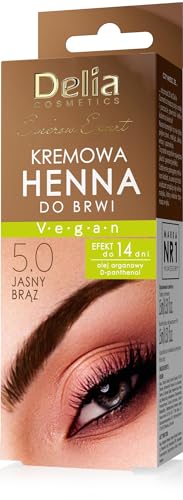 Delia Cosmetics – Augenbrauenfarbe – Cremige Konsistenz – Hellbraun – Augenbrauenfärbung – langanhaltende Farbe – einfache Anwendung – Vegan – 15ml