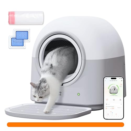 ABRCT Selbstreinigende Katzentoilette PRO, Katzenklo Selbstreinigend XXL, Wägbar, Hygienisch, Geruchsneutral, APP-Steuerung, Große Fassungsvermögen für Mehrere Katzen, mit Katzenklo Matte