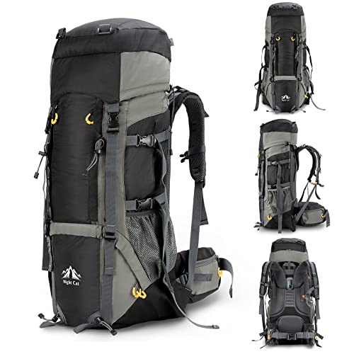 Night Cat Wanderrucksack 90L Rucksack Trekkingrucksack Reiserucksack Herren Damen Atmungsaktiv für Camping Trekking Mountainering Klettern Fahrradreisen