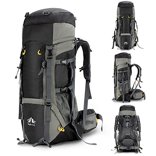 Night Cat Wanderrucksack 70L 90L Rucksack Trekkingrucksack Reiserucksack Herren Damen Atmungsaktiv für Camping Trekking Mountainering Klettern Fahrradreisen