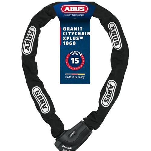 ABUS Unisex CityChain 1060/110 Kettenschloss mit Codekarte Schluesselschloss, Schwarz, 110 cm