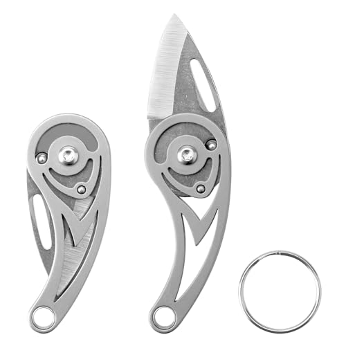 DAKLUNAR Mini Messer, Schlüsselanhänger Messer, EDC Messer Klein, Mini Scharf Klappmesser, Titan Messer, Mini Taschenmesser, Outdoor Messer, Weibliche Verteidigungswaffe, Geschenk für Männer Frauen