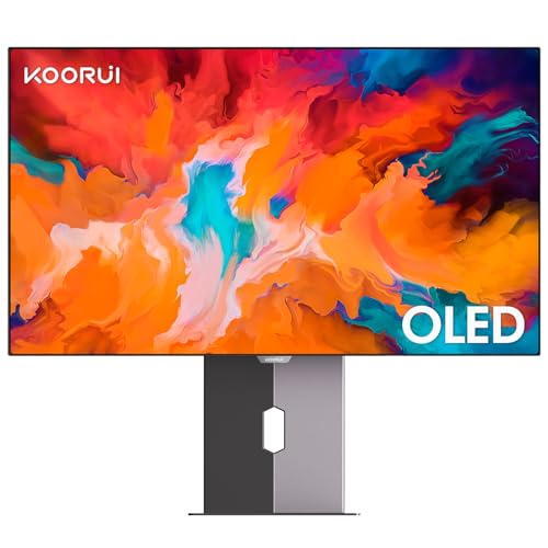 KOORUI 27 Zoll OLED Gaming Monitor, 1440P 240Hz 0.03ms PC Monitor, 90W Type-C Charge, DCI-P3 Slim Screen, HDMI 2.0, DisplayPort 1.4, USB-C 3.1, 100 * 100mm VESA, Schwarz, 27E8QK