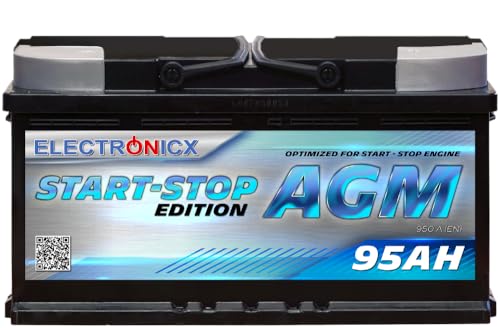 Autobatterie 95Ah AGM ersetzt 100Ah 12V, Start-Stop Starterbatterie, Kfz Batterie Pkw Batterie Starterbatterien AGM Batterie Battery 95 Ah Electronicx