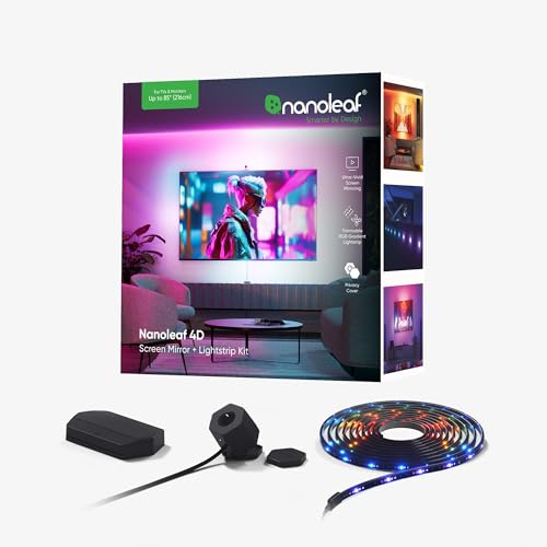 Nanoleaf 4D Screen Mirror + Lightstrip Kit für Fernseher/TV/Bildschirme bis zu 85 Zoll (215 cm) - Smart RGBW LED Strip + Kamera, Thread & WLAN, Funktioniert mit Alexa Google Apple