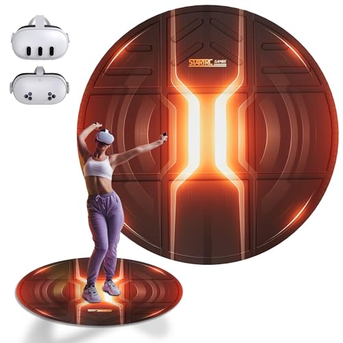 Faltbare VR Matte für Meta Quest 3S/Quest 3, rutschfeste und Bequeme Matte, runde Bodenmatte, Virtual Reality Zubehör für Oculus Quest 3S/3/2/Pro/PSVR2/Apple Vision Pro, HTC Vive und mehr (Orange)