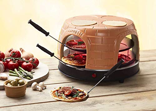 Emerio Pizzaofen, PIZZARETTE das Original, handgemachte Terracotta Tonhaube, patentiertes Design, für Mini-Pizza, echter Familien-Spaß für 8 Personen, PO-116124.1