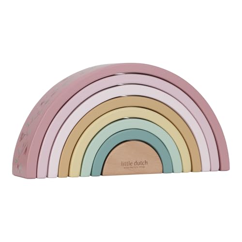 Little Dutch Regenbogenbauklötze - Fairy Garden Rosa, Fördert die Feinmotorik und Kreativität, Ab 12 Monate
