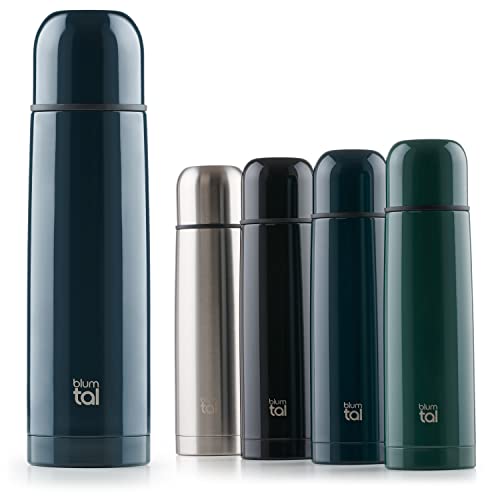Blumtal Thermosflasche Eifel 700ml aus Edelstahl - auslaufsichere Thermoskanne mit Trinkbecher für unterwegs, Isolation von warmen Getränken, Dark Ocean Blue - Blau
