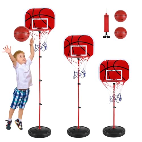 vvhippo Basketballkorb Kinder, Basketballkorb Outdoor mit 2 Basketbälle und eine Pumpe, Höhenverstellbarer Basketball Korb, für Kinder von 3 bis 8 Jahren, für Drinnen und Draußen Basketballkörbe